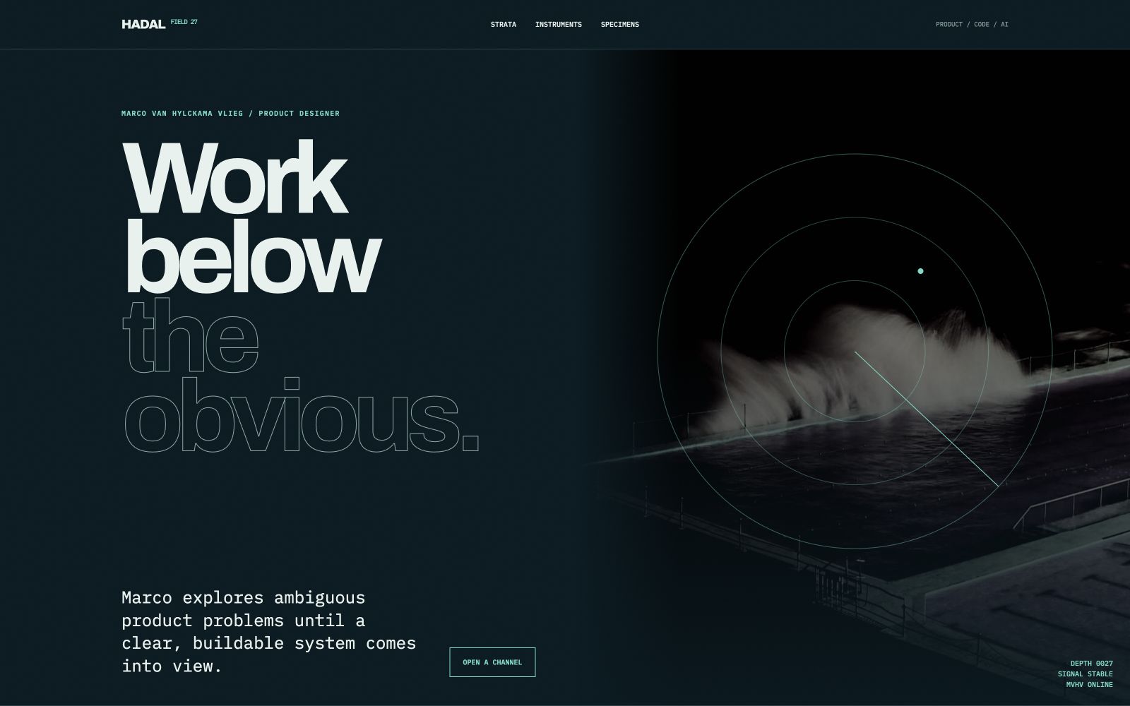 Hadal Field Station, a deep-sea portfolio with sonar rings and aqua telemetry