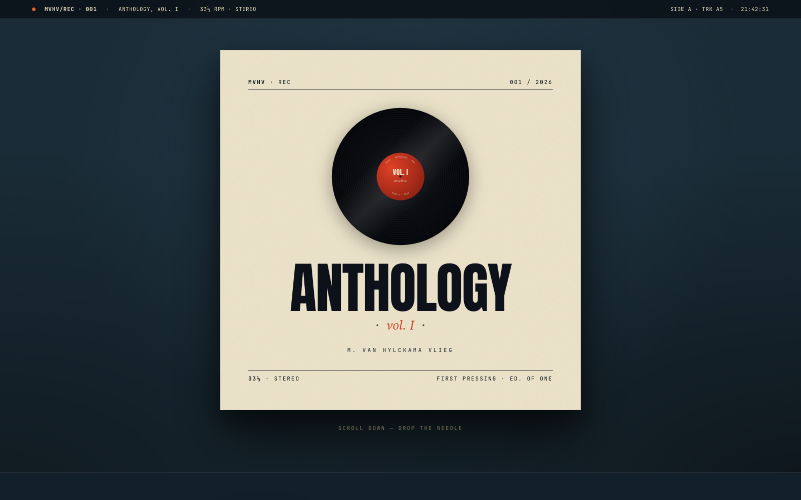 Vinyl record album cover with spinning disc and track listing